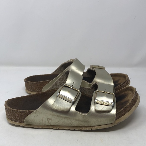 Birkenstock Arizona Girl’s Gold Sandals - Picture 2 of 13